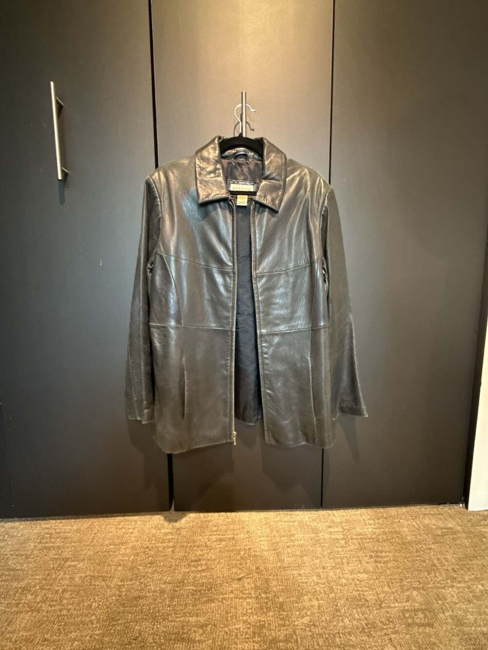 Y2K Merona Women's Genuine Leather Zip-Front Jacket Size L